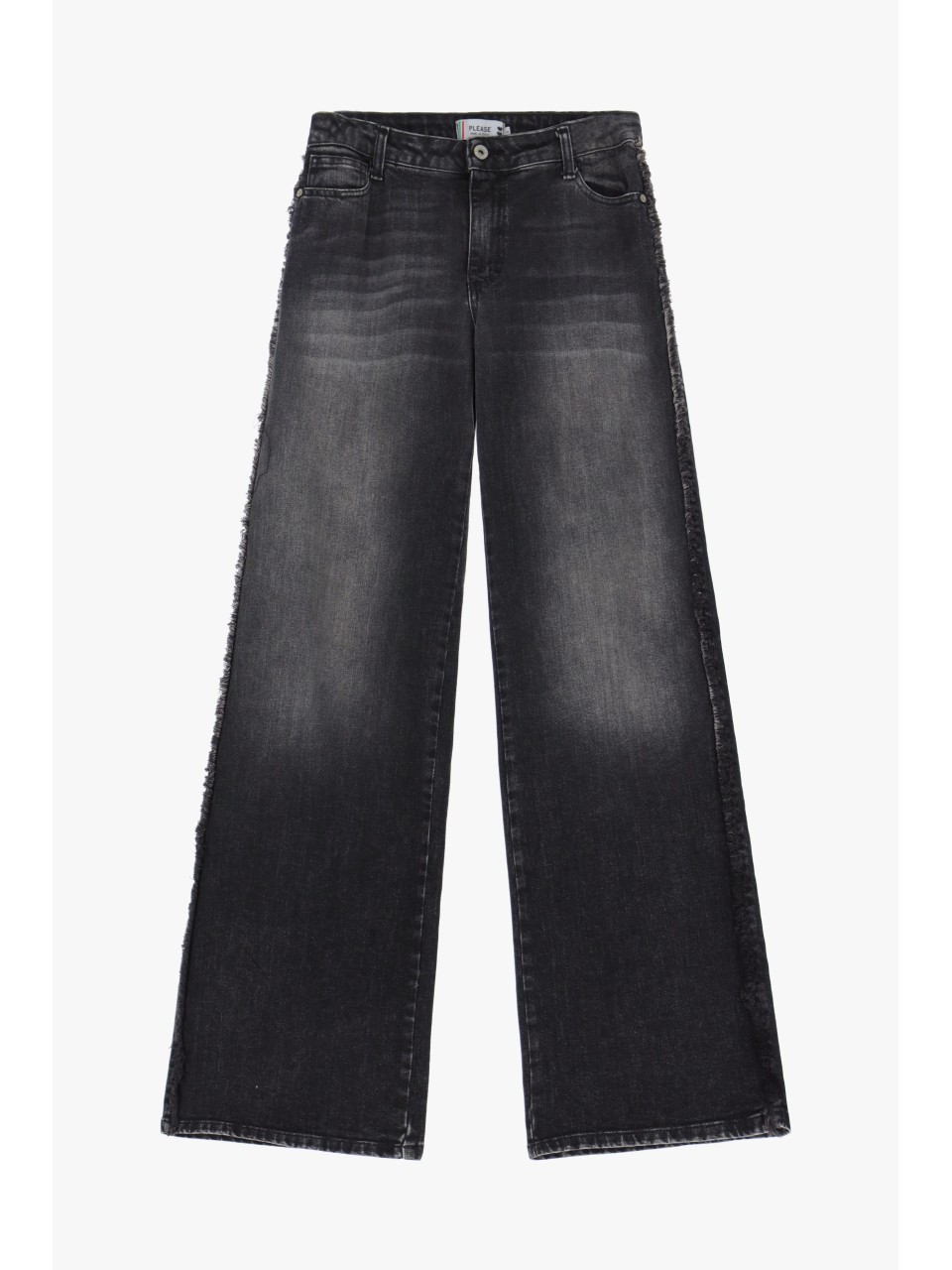 Please Jean Noir Forme Flare  avec detail à Frange