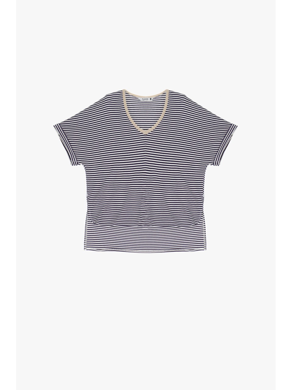 copy of Please Femme T-shirt à rayures et bordure col V...