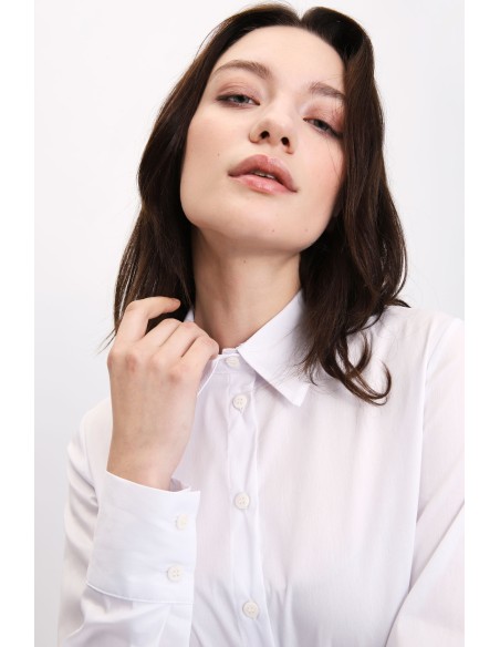 Please Chemisier ajusté en coton stretch blanc