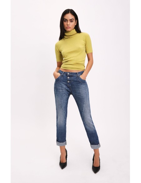 Please Femme Jeans boyfriend P78 noir delavé