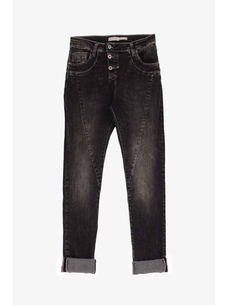 Please Femme Jeans boyfriend P78 noir delavé