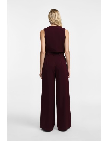 Please Pantalon Bordeaux à doubles pinces et...