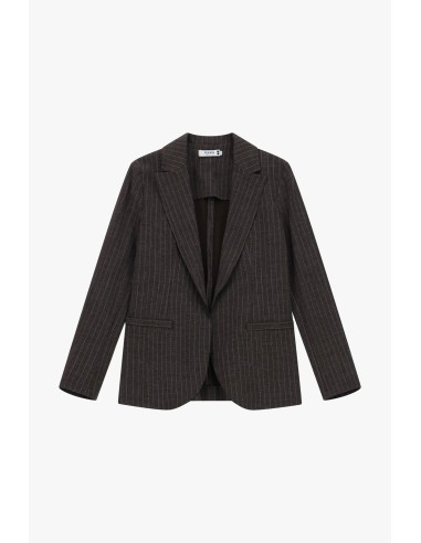 Please Femme Blazer ajusté chocolat rayé