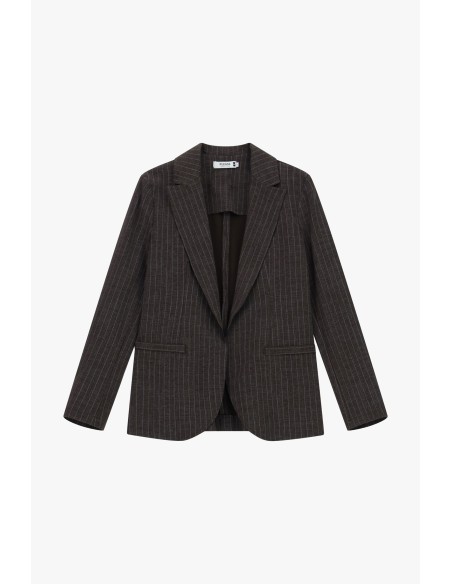 Please Femme Blazer ajusté chocolat rayé
