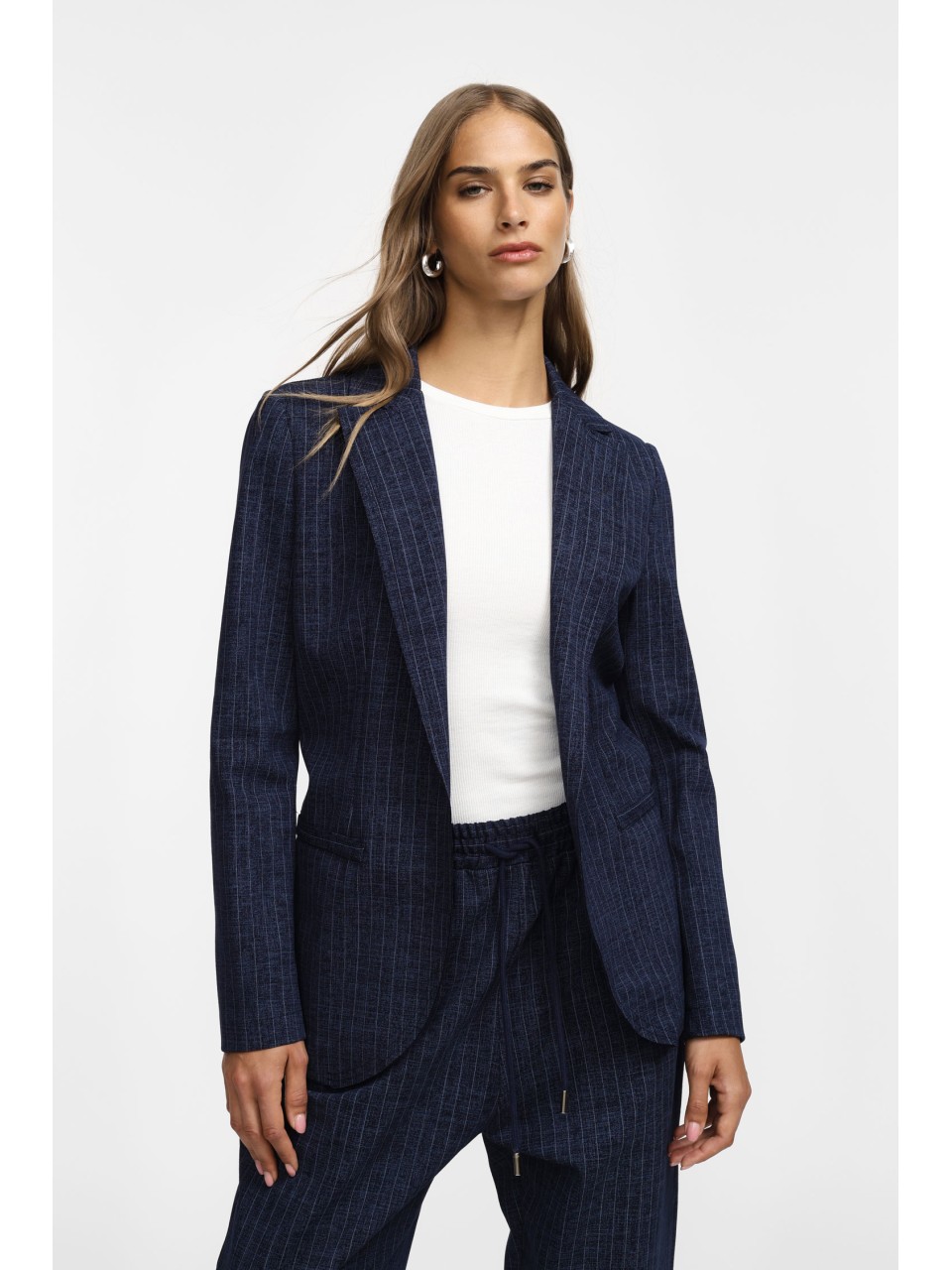 Please Femme Blazer ajusté chocolat rayé 2