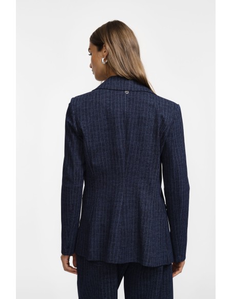 Please Femme Blazer ajusté chocolat rayé