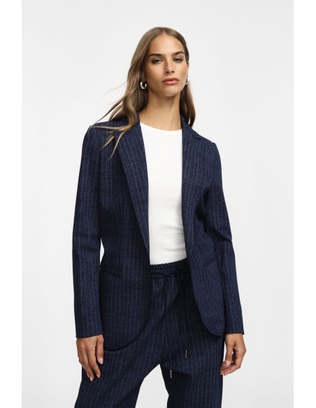 Please Femme Blazer ajusté Kaki rayé