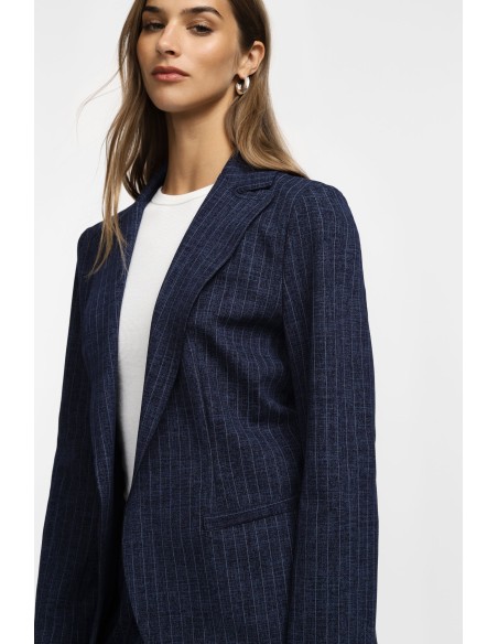 Please Femme Blazer ajusté Kaki rayé