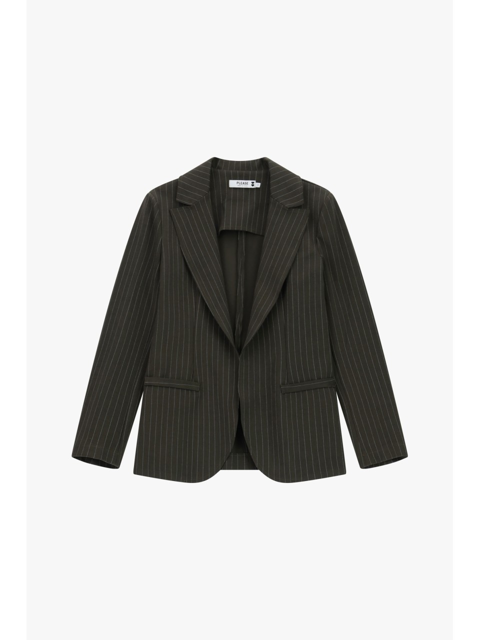 Please Femme Blazer ajusté Kaki rayé