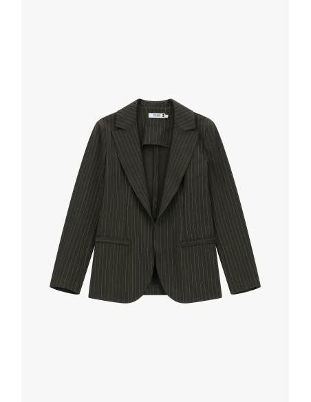 Please Femme Blazer ajusté Kaki rayé