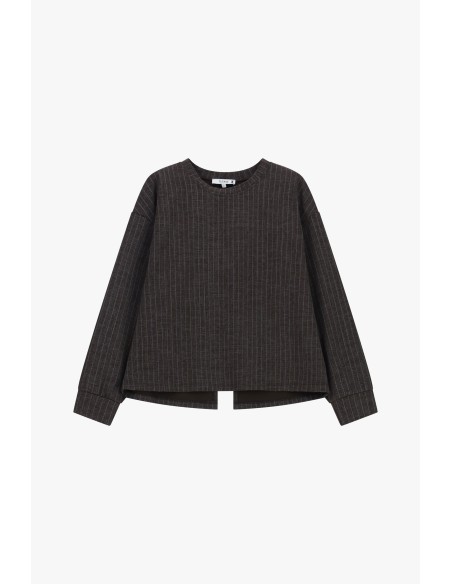 Please Sweat-shirt decolletté dos chocolat Rayé