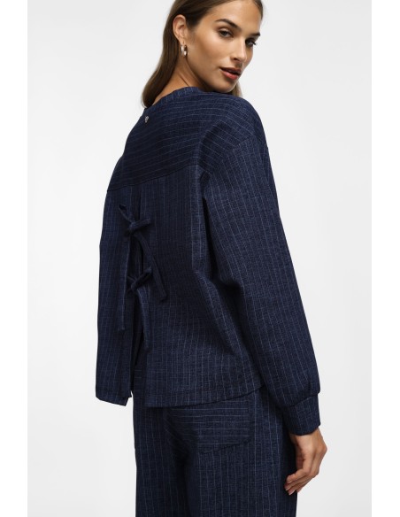 copy of Please Sweat-shirt decolletté dos chocolat Rayé