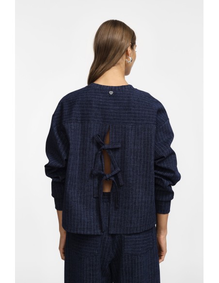 copy of Please Sweat-shirt decolletté dos chocolat Rayé