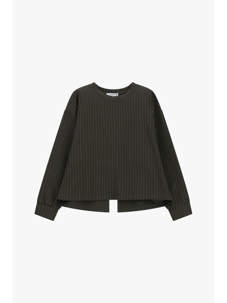 Please Sweat-shirt decolletté dos Kaki Rayé