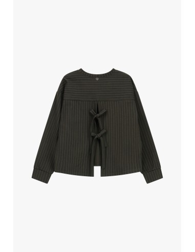 Please Sweat-shirt decolletté dos Kaki Rayé