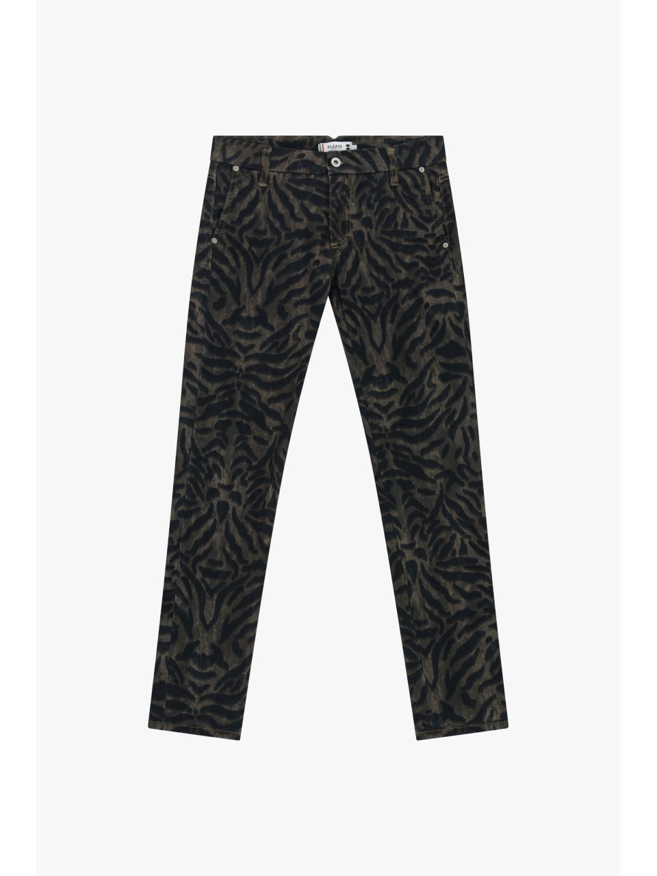 Please pantalon forme chino en coton stretch imprimé