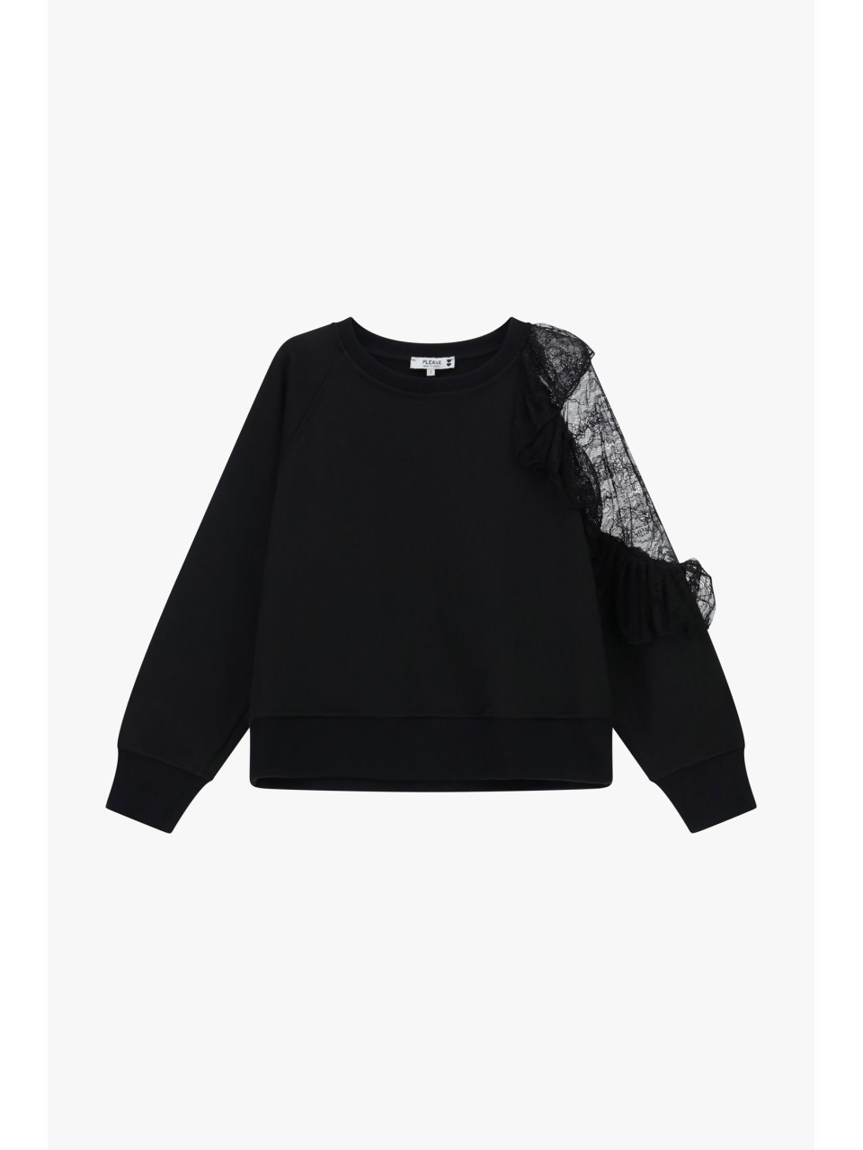 SWEAT-SHIRT PLEASE NOIR AVEC DENTELLE