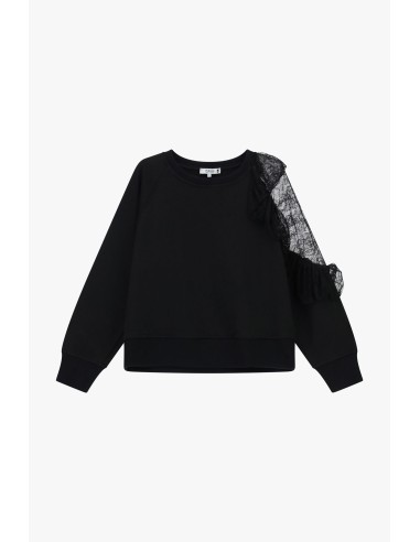 SWEAT-SHIRT PLEASE NOIR AVEC DENTELLE