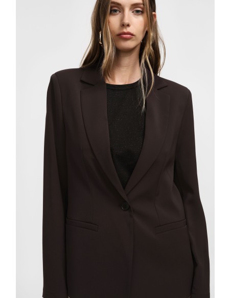 Please femme blazer de tailleur en crêpe fluide Vert Sapin