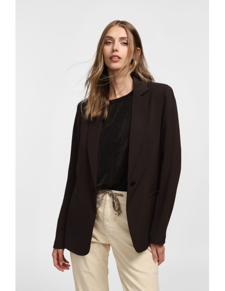 Please femme blazer de tailleur en crêpe fluide Chocolat
