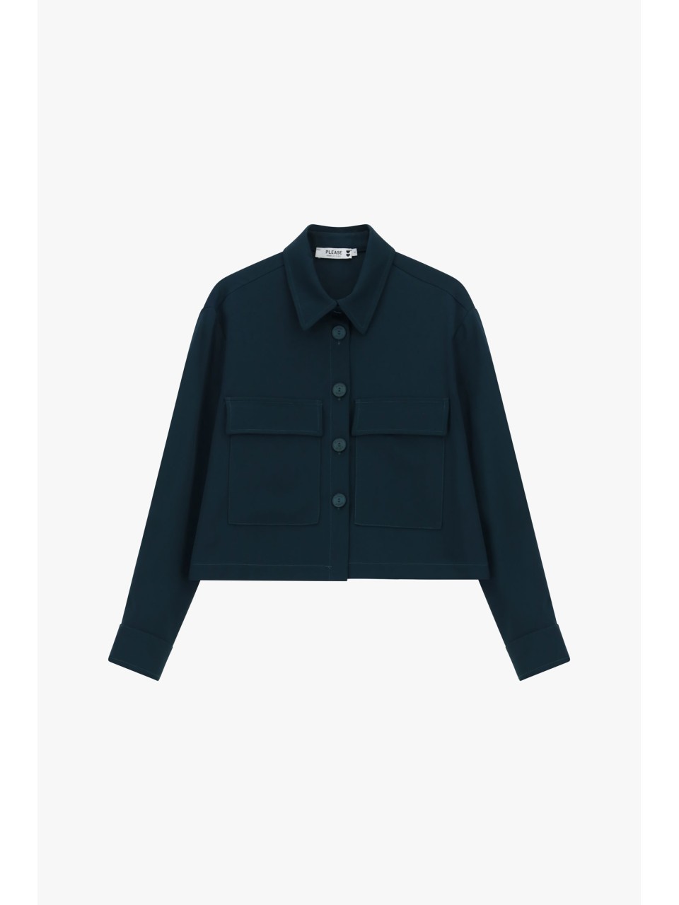 Please Veste courte en crepe fluide Vert Sapin