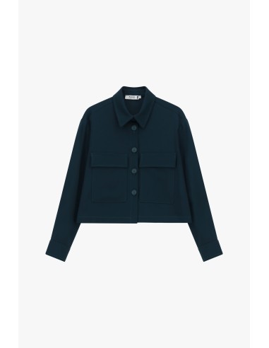 copy of Please Veste courte en crepe fluide Bleu Marine