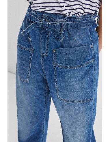 Please Femme jean taille haute nouée paper-bag...