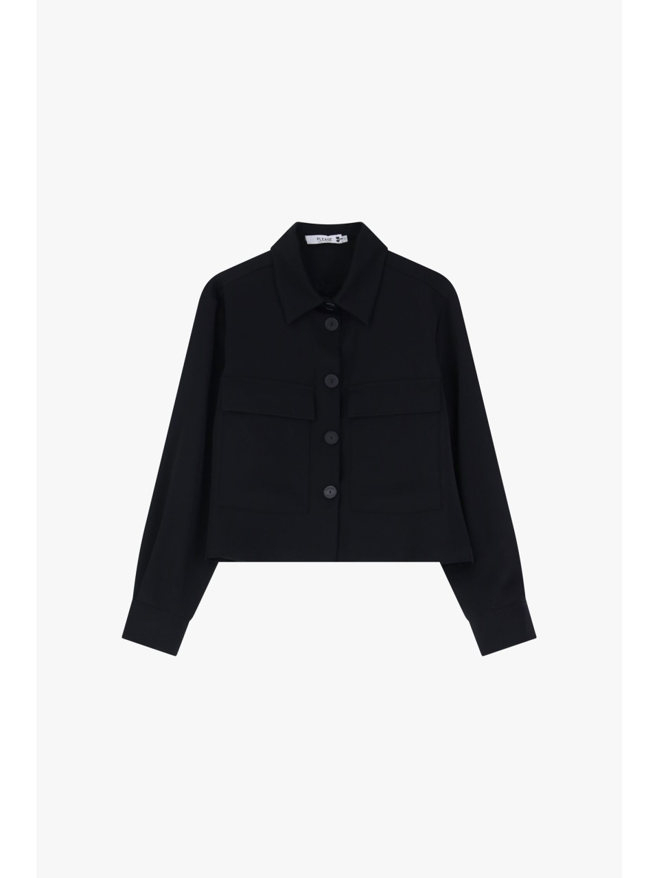 Please Veste courte en crepe fluide Noir