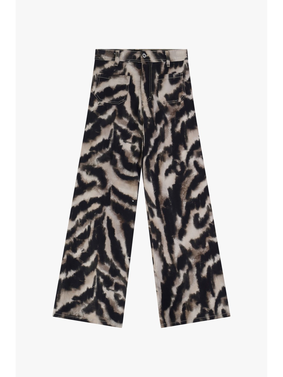 Please Jean forme flare à poches plaquées motif animalier
