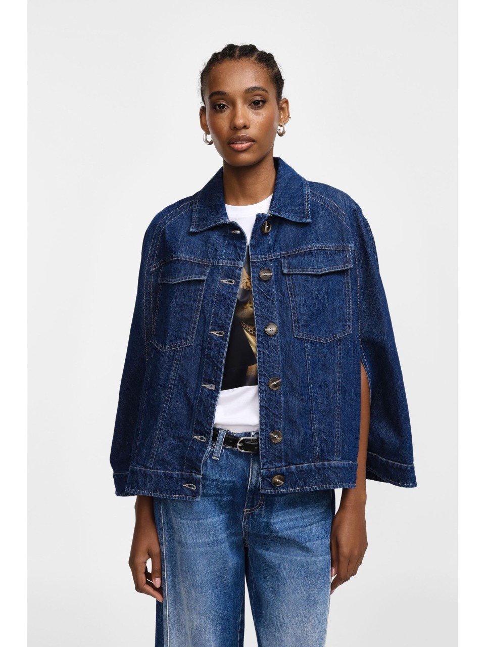 Please Femme Cape en jean brut 2