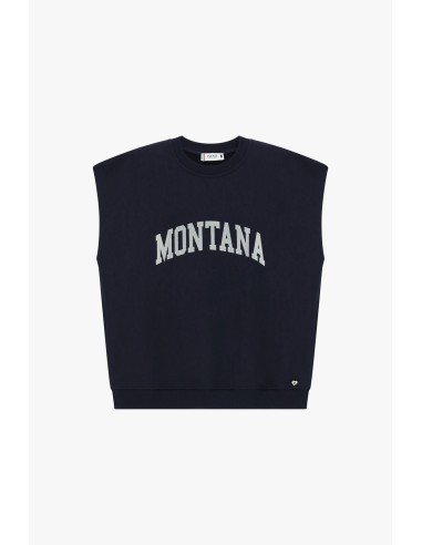 Please sweat-shirt Marine sans manches