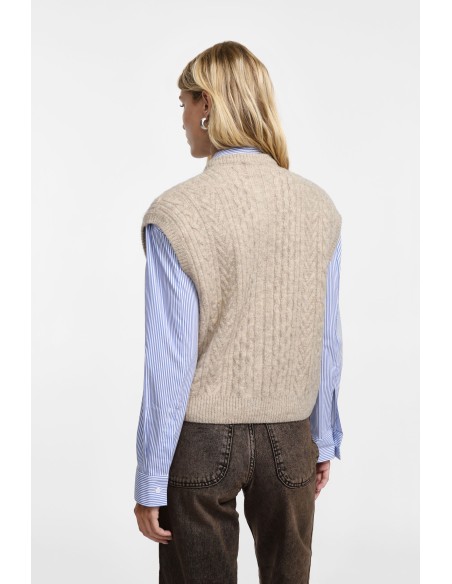 Please Gilet coloris en maille torsadée Please Gilet coloris en maille torsadée