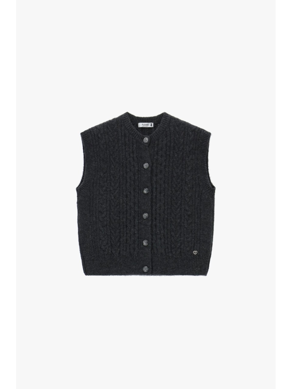 Please Gilet coloris Gris Anthracite en maille torsadée