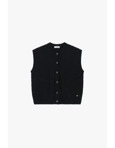 Please Gilet coloris Noir en maille torsadée