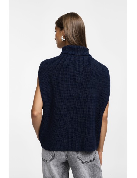 copy of Please pull Bleu Marine sans manches à col montant