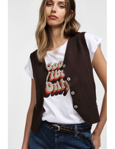 Please Gilet boutonné en maille Chocolat