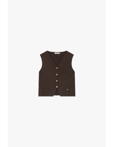 Please Gilet boutonné en maille Chocolat