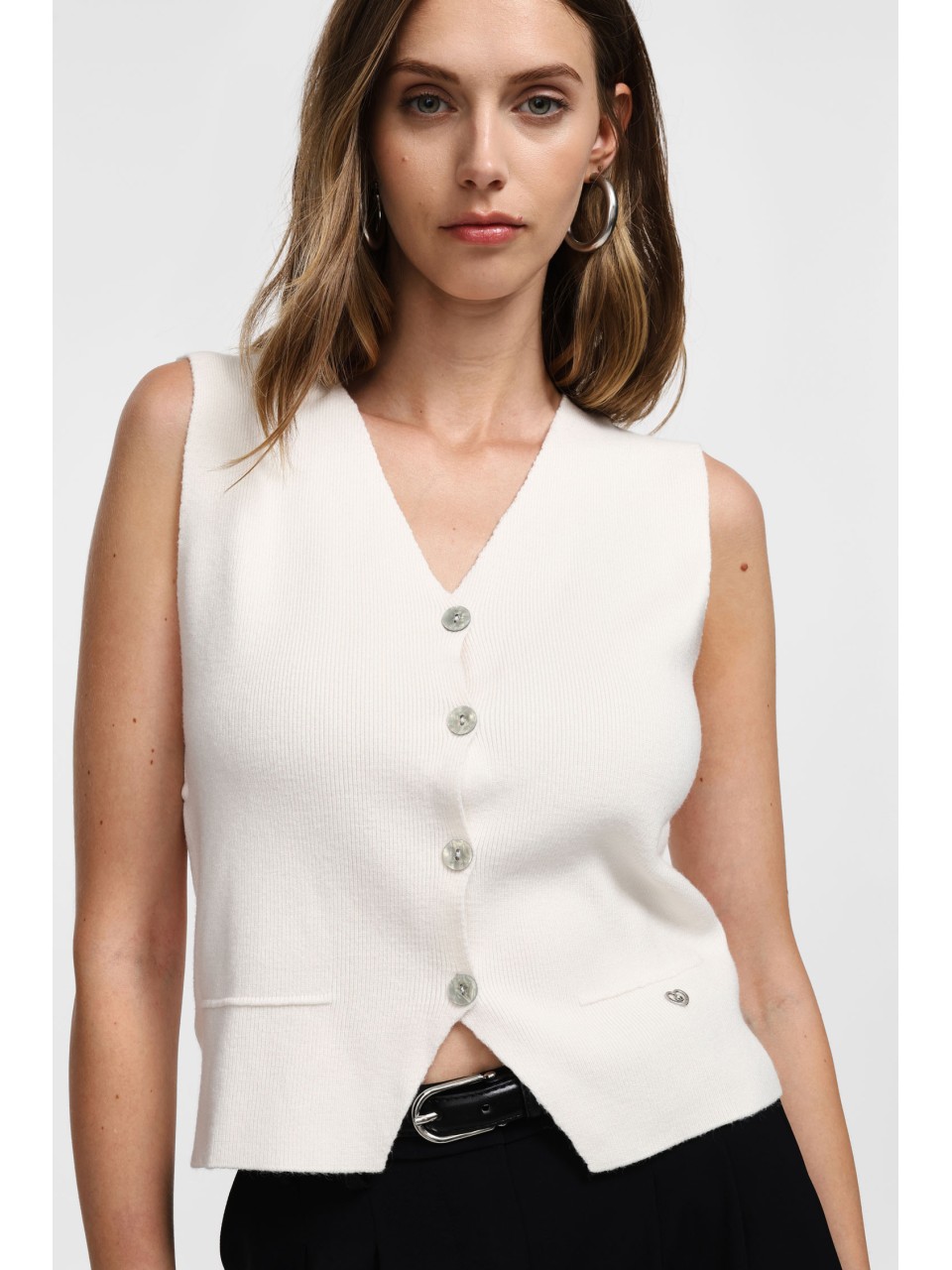 copy of Please Gilet boutonné en maille Chocolat 2
