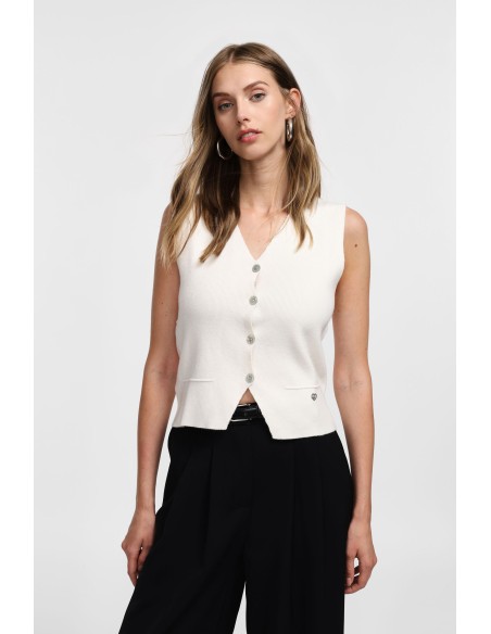 copy of Please Gilet boutonné en maille Chocolat