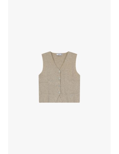 Please Gilet boutonné en maille Taupe