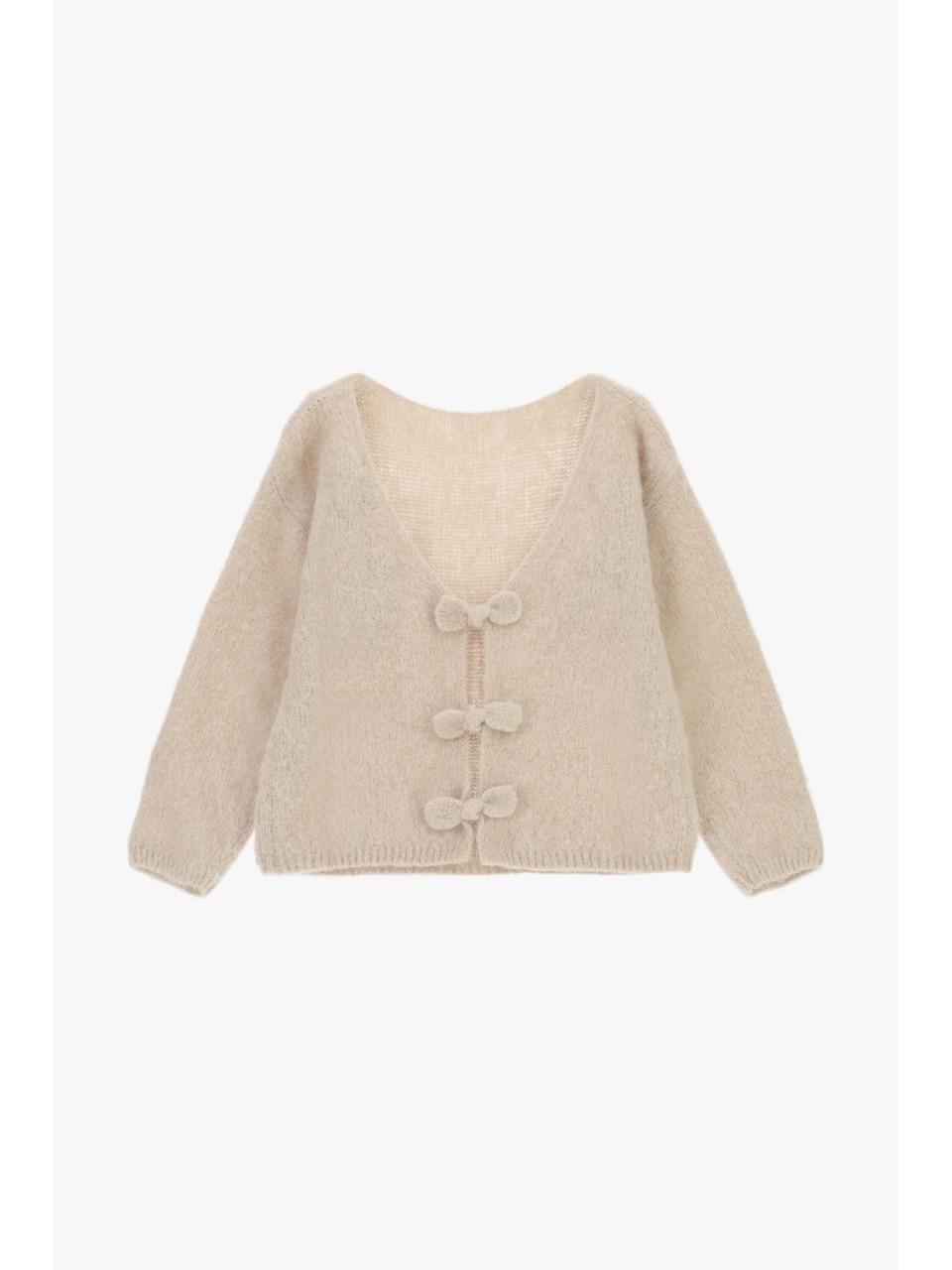 Please cardigan Beige en alpaga melangé avec fermeture à...