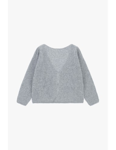 Please cardigan Gris en alpaga melangé avec fermeture à noeud