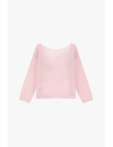 Please cardigan Rose poudre en alpaga melangé avec fermeture à noeud