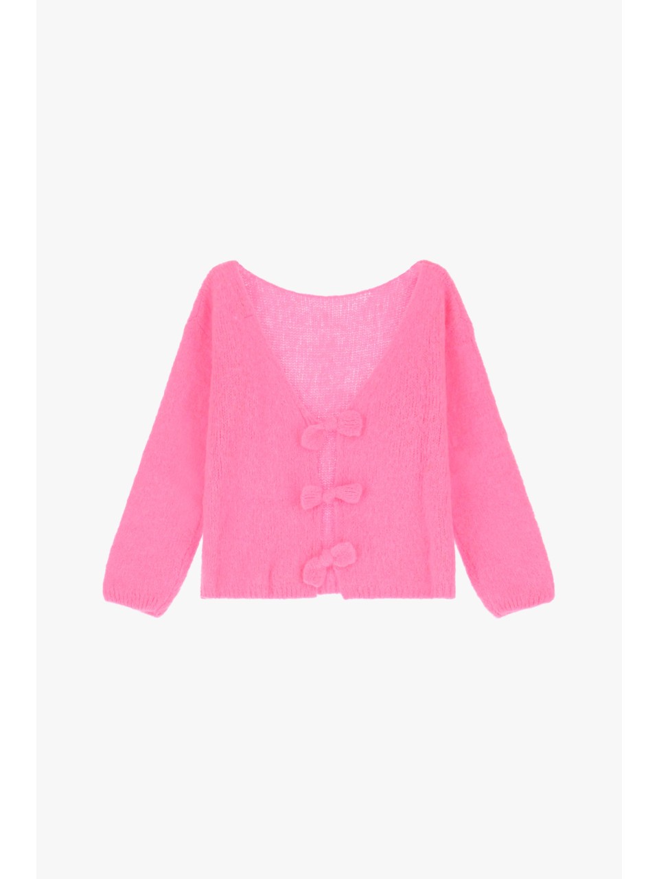 Please cardigan Rose Fuschia en alpaga melangé avec... 2