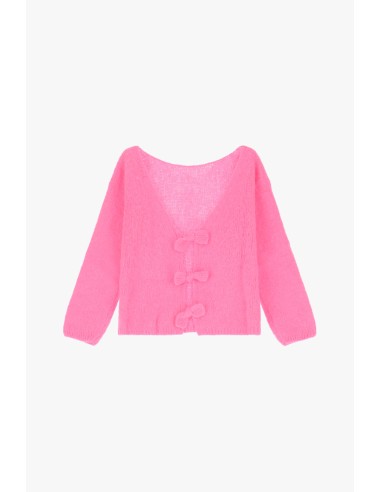Please cardigan Rose Fuschia en alpaga melangé...