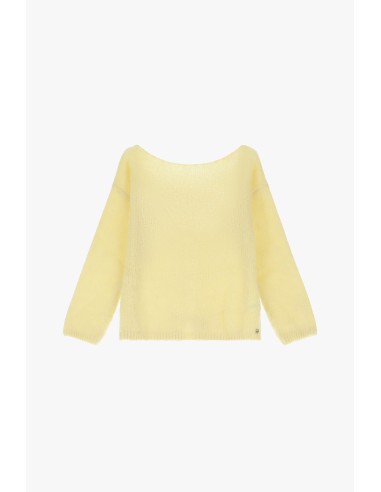 Please cardigan Jaune Canard en alpaga melangé avec fermeture à noeud