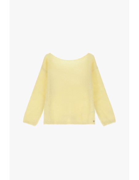 Please cardigan Jaune Canard en alpaga melangé avec fermeture à noeud
