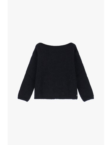 Please cardigan Noir en alpaga melangé avec fermeture à noeud