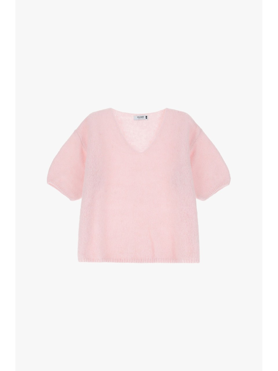 copy of Please Femme Pull noir en alpaga a manches courtes