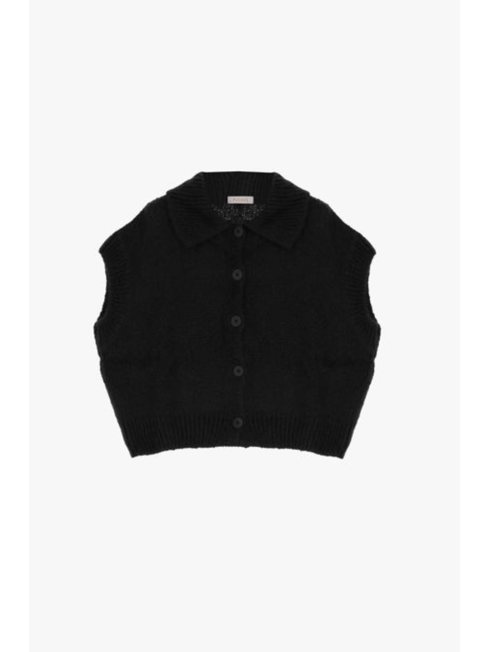 Please gilet court Noir en laine vierge et mohair